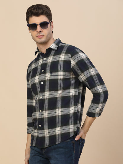 Casual Shirt for Men | Breathable & Soft with Color Fastness Regular Fit Spread Collar Neck Cotton Fabric Check Pattern