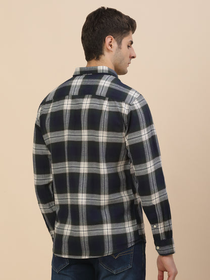 Casual Shirt for Men | Breathable & Soft with Color Fastness Regular Fit Spread Collar Neck Cotton Fabric Check Pattern