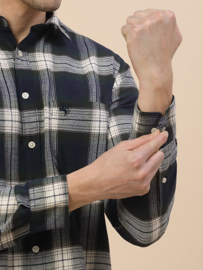 Casual Shirt for Men | Breathable & Soft with Color Fastness Regular Fit Spread Collar Neck Cotton Fabric Check Pattern