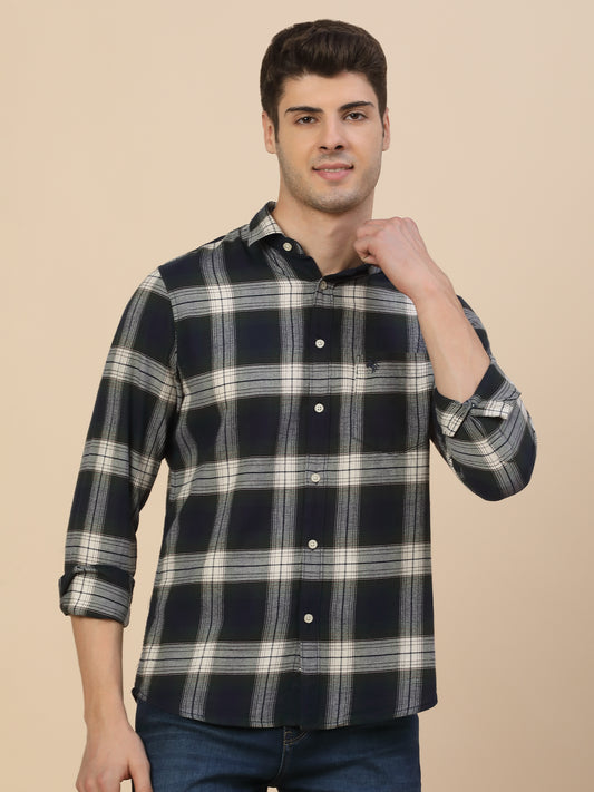 Casual Shirt for Men | Breathable & Soft with Color Fastness Regular Fit Spread Collar Neck Cotton Fabric Check Pattern