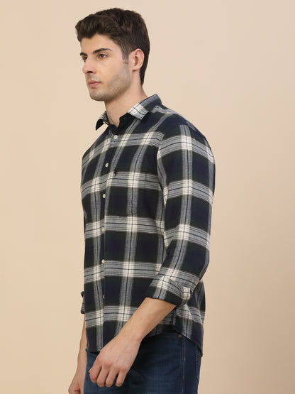 Casual Shirt for Men | Breathable & Soft with Color Fastness Regular Fit Spread Collar Neck Cotton Fabric Check Pattern