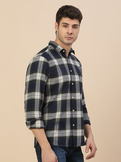 Casual Shirt for Men | Breathable & Soft with Color Fastness Regular Fit Spread Collar Neck Cotton Fabric Check Pattern
