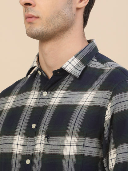 Casual Shirt for Men | Breathable & Soft with Color Fastness Regular Fit Spread Collar Neck Cotton Fabric Check Pattern
