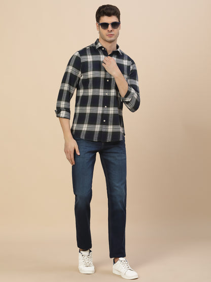 Casual Shirt for Men | Breathable & Soft with Color Fastness Regular Fit Spread Collar Neck Cotton Fabric Check Pattern