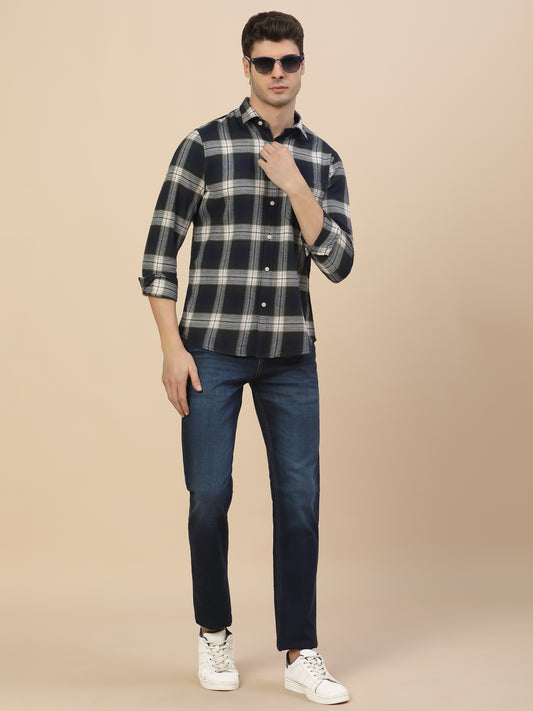 Casual Shirt for Men | Breathable & Soft with Color Fastness Regular Fit Spread Collar Neck Cotton Fabric Check Pattern