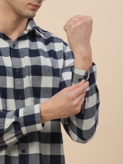 Casual Shirt for Men | Breathable & Soft with Color Fastness Regular Fit Spread Collar Neck Cotton Fabric Check Pattern