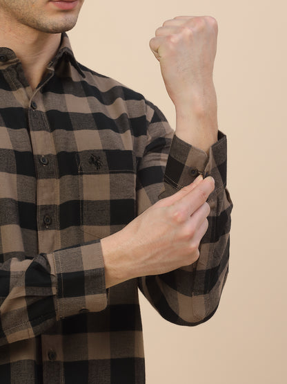 Casual Shirt for Men | Breathable & Soft with Color Fastness Regular Fit Spread Collar Neck Cotton Fabric Check Pattern