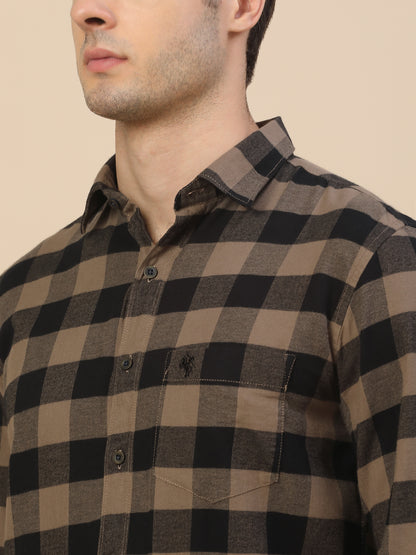 Casual Shirt for Men | Breathable & Soft with Color Fastness Regular Fit Spread Collar Neck Cotton Fabric Check Pattern