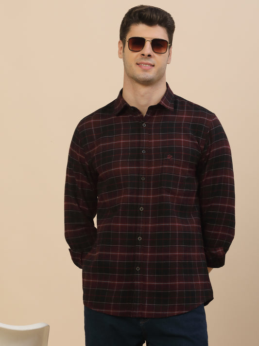 Casual Shirt for Men | Breathable & Soft with Color Fastness Regular Fit Spread Collar Neck Cotton Fabric Check Pattern