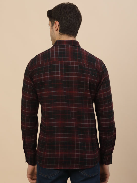 Casual Shirt for Men | Breathable & Soft with Color Fastness Regular Fit Spread Collar Neck Cotton Fabric Check Pattern