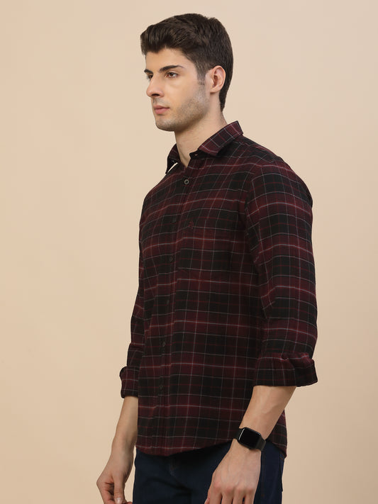 Casual Shirt for Men | Breathable & Soft with Color Fastness Regular Fit Spread Collar Neck Cotton Fabric Check Pattern