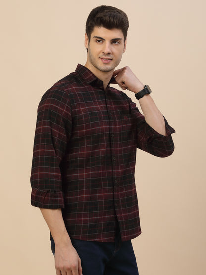 Casual Shirt for Men | Breathable & Soft with Color Fastness Regular Fit Spread Collar Neck Cotton Fabric Check Pattern