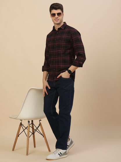 Casual Shirt for Men | Breathable & Soft with Color Fastness Regular Fit Spread Collar Neck Cotton Fabric Check Pattern