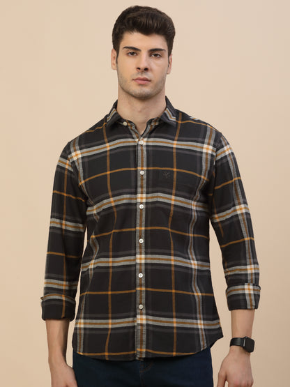 Casual Shirt for Men | Breathable & Soft with Color Fastness Regular Fit Spread Collar Neck Cotton Fabric Check Pattern