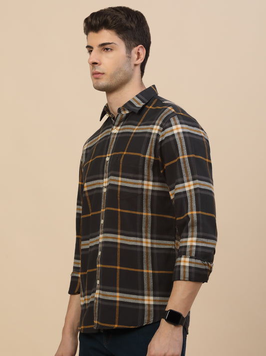 Casual Shirt for Men | Breathable & Soft with Color Fastness Regular Fit Spread Collar Neck Cotton Fabric Check Pattern