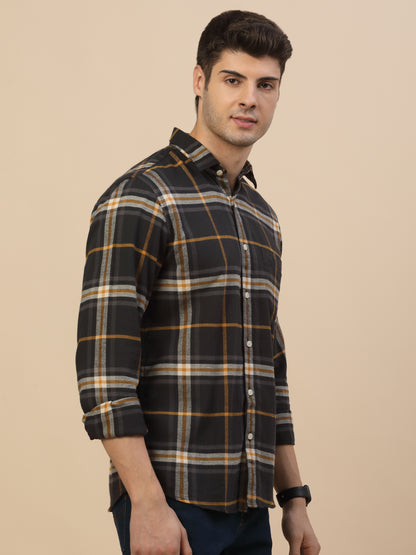 Casual Shirt for Men | Breathable & Soft with Color Fastness Regular Fit Spread Collar Neck Cotton Fabric Check Pattern