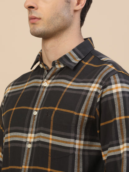 Casual Shirt for Men | Breathable & Soft with Color Fastness Regular Fit Spread Collar Neck Cotton Fabric Check Pattern