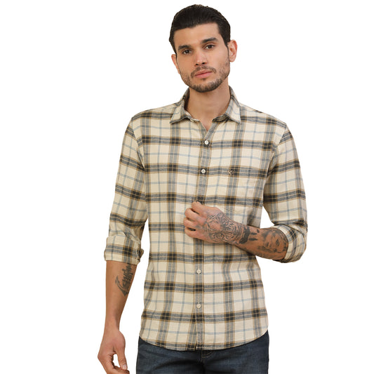 Shirt for Men | Breathable & Soft with Color Fastness Regular Fit Spread Collar Pure Cotton Fabric Checkered Pattern