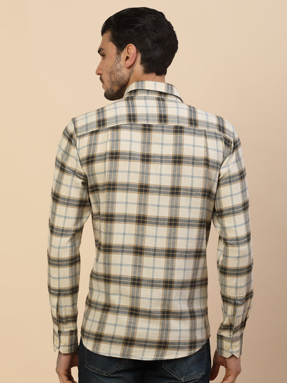 Shirt for Men | Breathable & Soft with Color Fastness Regular Fit Spread Collar Pure Cotton Fabric Checkered Pattern