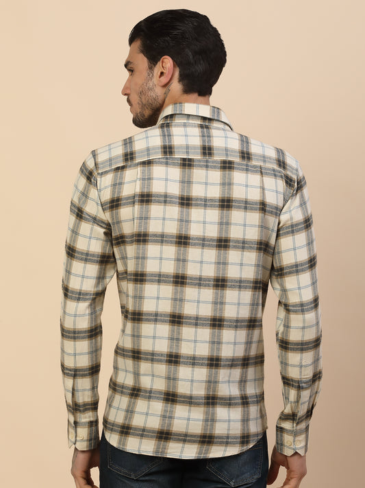 Shirt for Men | Breathable & Soft with Color Fastness Regular Fit Spread Collar Pure Cotton Fabric Checkered Pattern