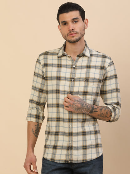 Shirt for Men | Breathable & Soft with Color Fastness Regular Fit Spread Collar Pure Cotton Fabric Checkered Pattern