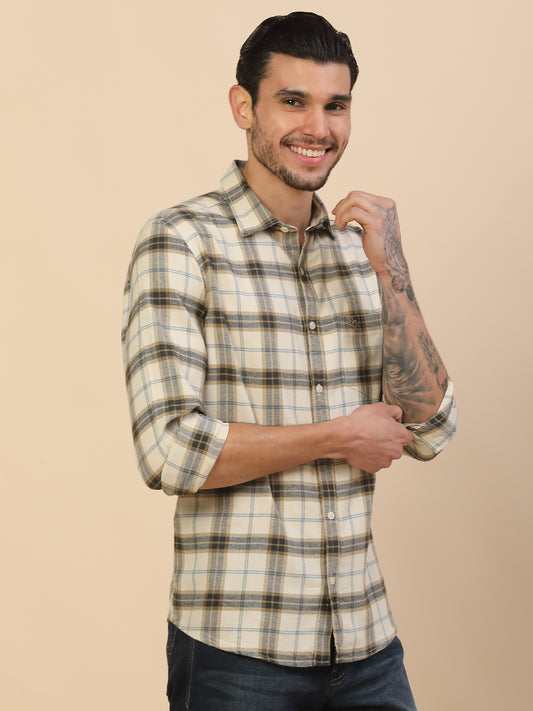 Shirt for Men | Breathable & Soft with Color Fastness Regular Fit Spread Collar Pure Cotton Fabric Checkered Pattern