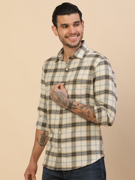 Shirt for Men | Breathable & Soft with Color Fastness Regular Fit Spread Collar Pure Cotton Fabric Checkered Pattern