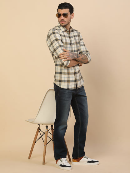 Shirt for Men | Breathable & Soft with Color Fastness Regular Fit Spread Collar Pure Cotton Fabric Checkered Pattern