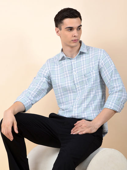 Casual Shirt for Men | Breathable & Soft with Color Fastness Slim Cotton Fabric Check Pattern