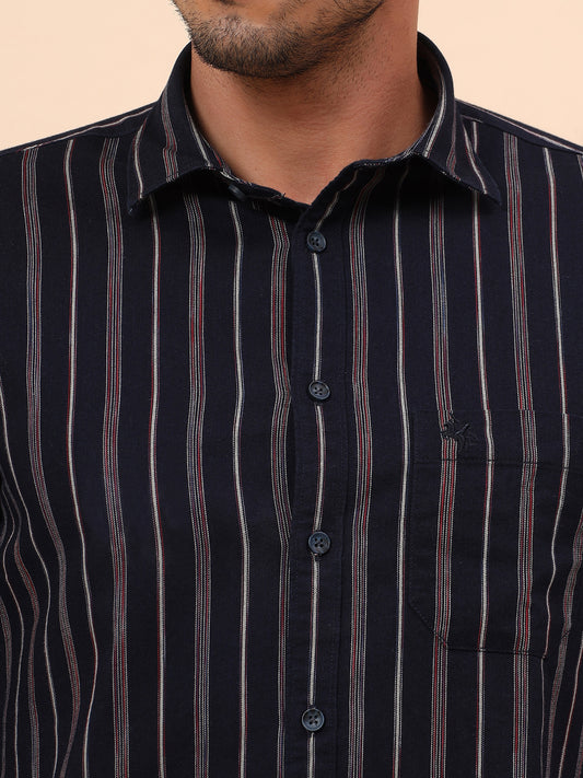 Casual Shirt for Men | Breathable & Soft with Color Fastness Slim Fit Cotton Fabric Striped Pattern