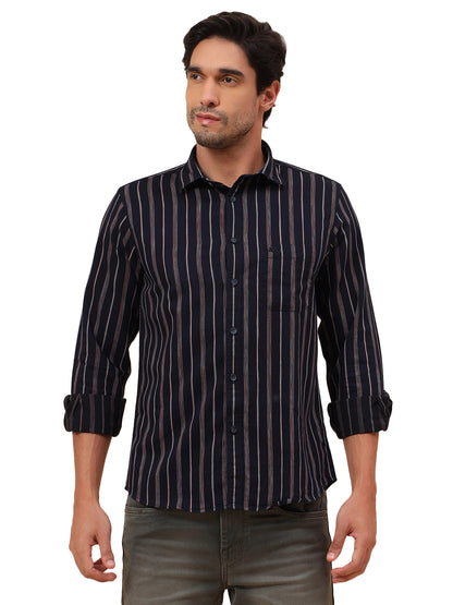 Casual Shirt for Men | Breathable & Soft with Color Fastness Slim Fit Cotton Fabric Striped Pattern