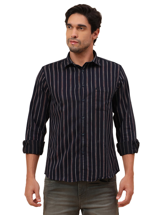 Casual Shirt for Men | Breathable & Soft with Color Fastness Slim Fit Cotton Fabric Striped Pattern