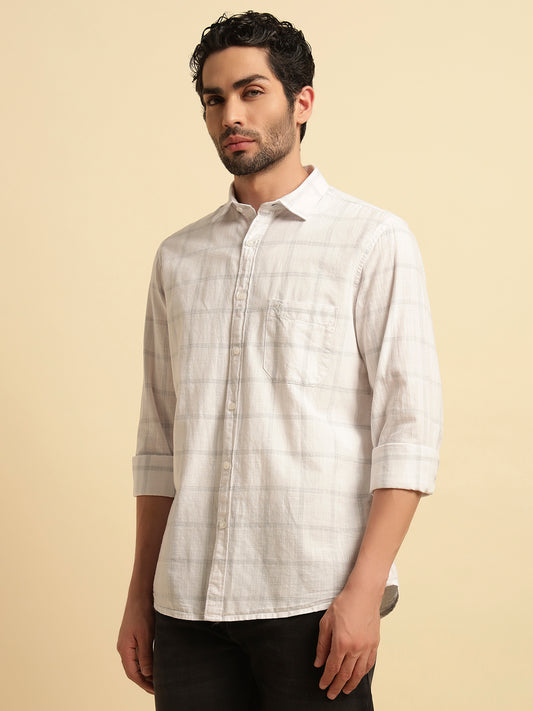 Casual Shirt for Men | Breathable & Soft with Color Fastness Regular Fit Spread Collar Neck Cotton Fabric Checkered Pattern