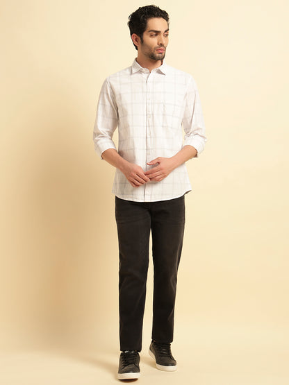 Casual Shirt for Men | Breathable & Soft with Color Fastness Regular Fit Spread Collar Neck Cotton Fabric Checkered Pattern