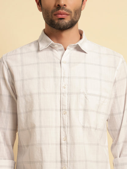 Casual Shirt for Men | Breathable & Soft with Color Fastness Regular Fit Spread Collar Neck Cotton Fabric Checkered Pattern