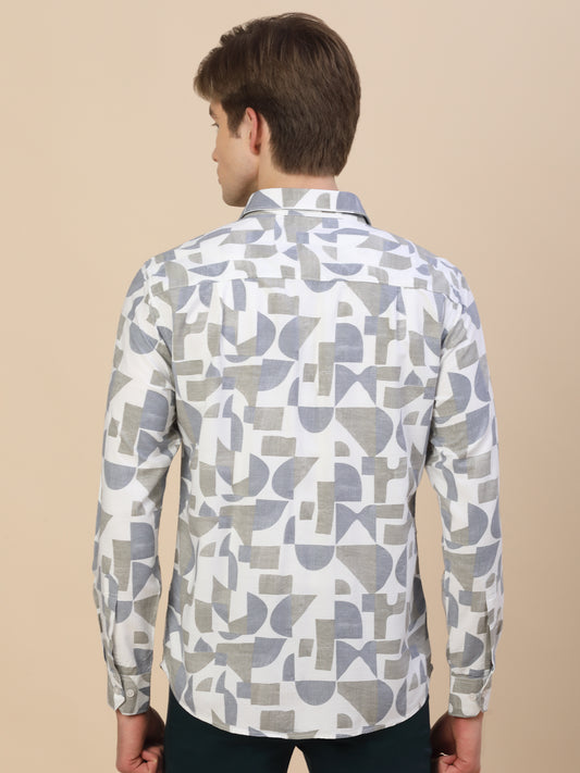 Casual Shirt for Men | Breathable & Soft with Color Fastness Regular Fit Spread Collar Neck Viscose Fabric Printed Pattern