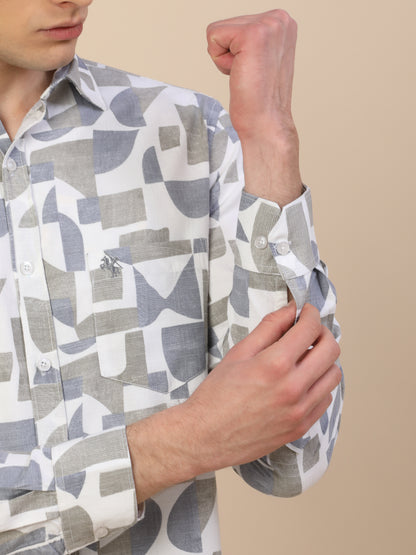 Casual Shirt for Men | Breathable & Soft with Color Fastness Regular Fit Spread Collar Neck Viscose Fabric Printed Pattern