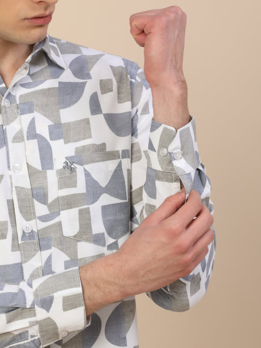 Casual Shirt for Men | Breathable & Soft with Color Fastness Regular Fit Spread Collar Neck Viscose Fabric Printed Pattern