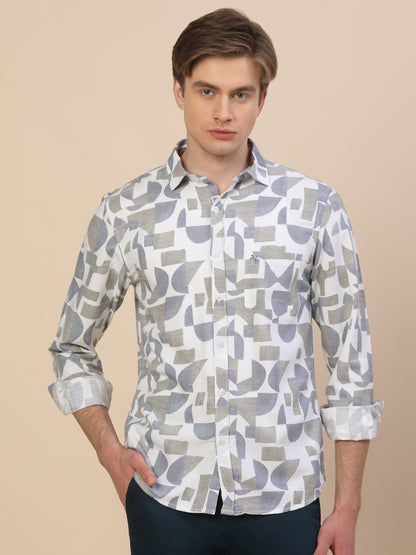 Casual Shirt for Men | Breathable & Soft with Color Fastness Regular Fit Spread Collar Neck Viscose Fabric Printed Pattern