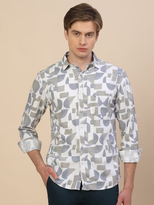 Casual Shirt for Men | Breathable & Soft with Color Fastness Regular Fit Spread Collar Neck Viscose Fabric Printed Pattern