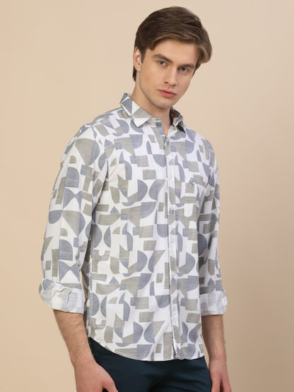 Casual Shirt for Men | Breathable & Soft with Color Fastness Regular Fit Spread Collar Neck Viscose Fabric Printed Pattern