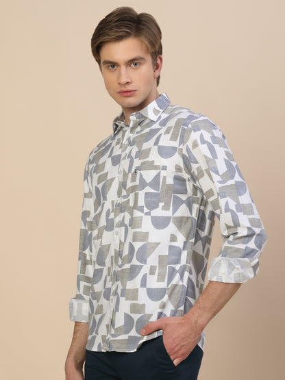 Casual Shirt for Men | Breathable & Soft with Color Fastness Regular Fit Spread Collar Neck Viscose Fabric Printed Pattern