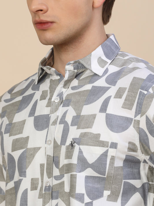 Casual Shirt for Men | Breathable & Soft with Color Fastness Regular Fit Spread Collar Neck Viscose Fabric Printed Pattern