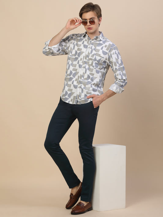 Casual Shirt for Men | Breathable & Soft with Color Fastness Regular Fit Spread Collar Neck Viscose Fabric Printed Pattern