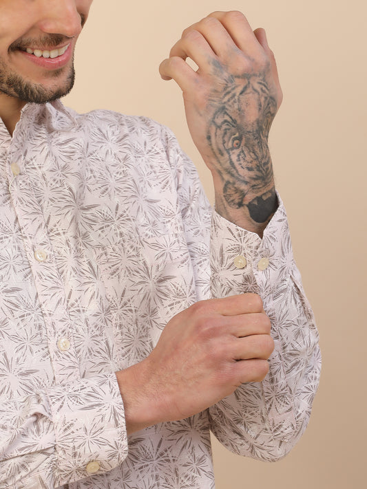 Shirt for Men | Breathable & Soft with Color Fastness Regular Fit Spread Collar Pure Cotton Fabric Printed Pattern