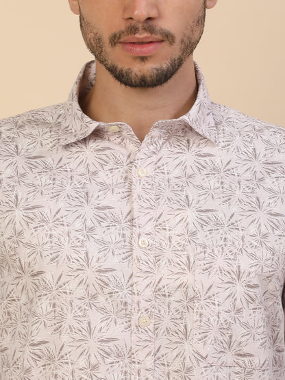 Shirt for Men | Breathable & Soft with Color Fastness Regular Fit Spread Collar Pure Cotton Fabric Printed Pattern