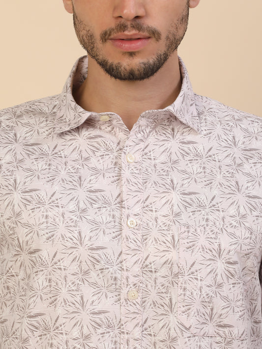 Shirt for Men | Breathable & Soft with Color Fastness Regular Fit Spread Collar Pure Cotton Fabric Printed Pattern