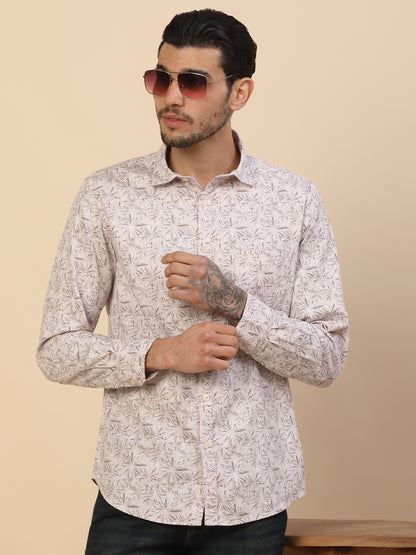 Shirt for Men | Breathable & Soft with Color Fastness Regular Fit Spread Collar Pure Cotton Fabric Printed Pattern