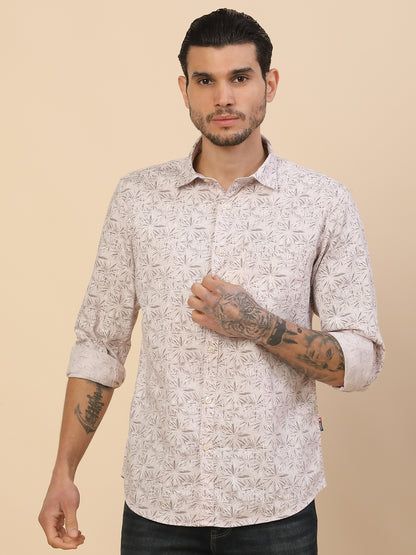 Shirt for Men | Breathable & Soft with Color Fastness Regular Fit Spread Collar Pure Cotton Fabric Printed Pattern