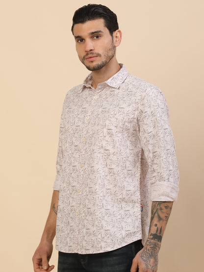 Shirt for Men | Breathable & Soft with Color Fastness Regular Fit Spread Collar Pure Cotton Fabric Printed Pattern